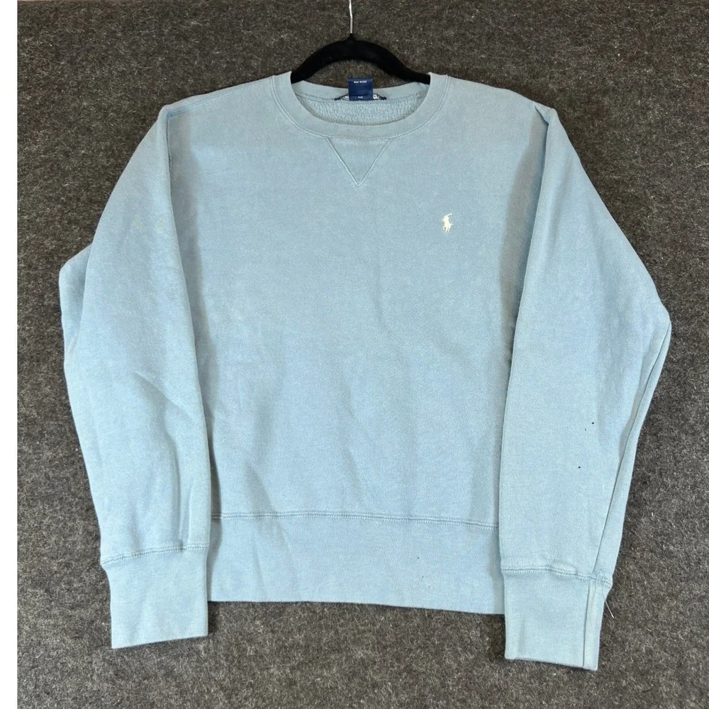 VTG 90s Polo Ralph Lauren Sport Crewneck Sweatshirt Womens Baby Blue Medium 80s